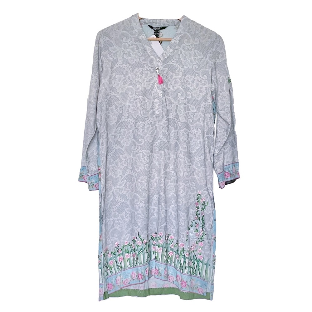Grey Kurta Flower Print